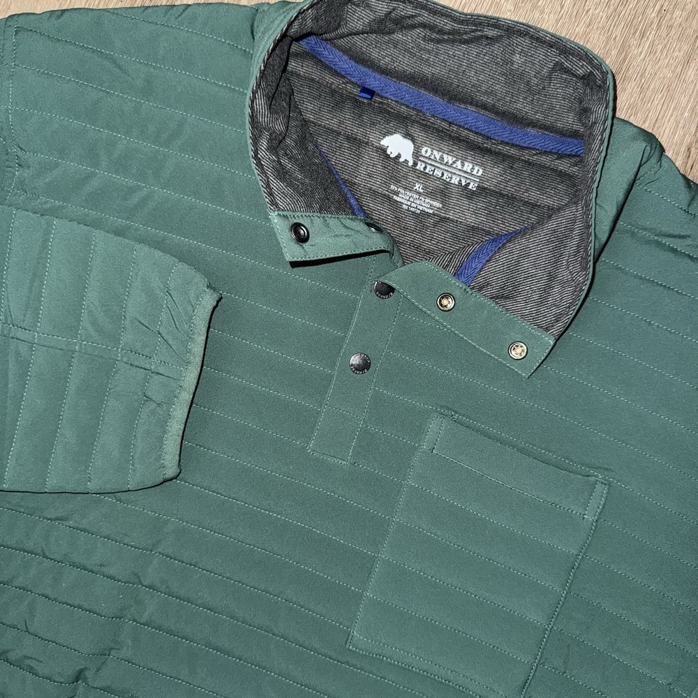 Onward Reserve Crosby Pullover Jacket 1/4 Snap Quilted Mens XL Green Performance
